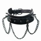 Studded Alloy Chain Faux Leather Belt