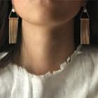 Geometric Tasseled Beaded Earrings