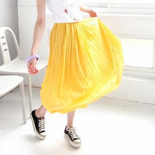 Elastic Waist Pleated Maxi Skirt