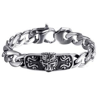 Stainless Steel Embossed Bar Chunky Chain Bracelet As Shown In Figure - One Size
