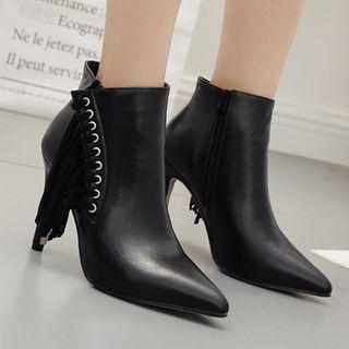 Pointy Toe Fringed High Heel Pumps