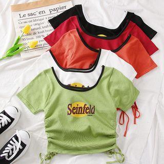 Summer-knit Drawstring Crop Top
