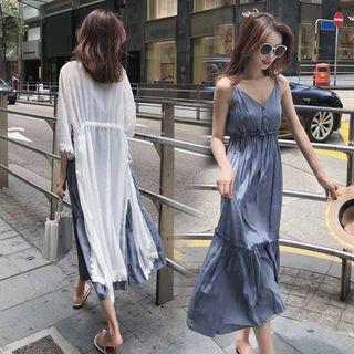 Set: Light Jacket + Strappy Midi Chiffon Dress