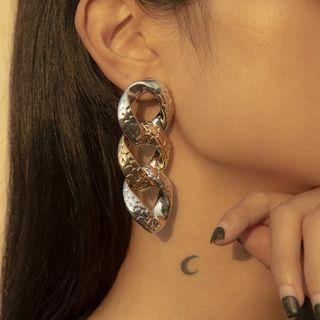 Chunky Chain Alloy Dangle Earring 1 Pair - 2122 - Gold & Silver - One Size