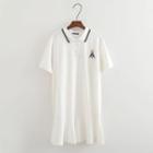 Short-sleeve Rabbit Embroidery Polo Shirt Dress