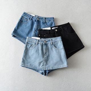 Mid Rise Denim Skorts