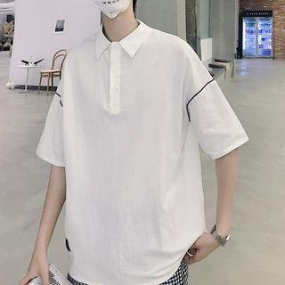 Contrast Trim Short Sleeve Oversized Polo Shirt