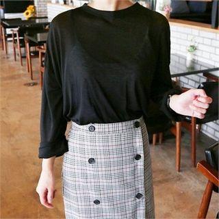 Drop-shoulder Plain Shirt