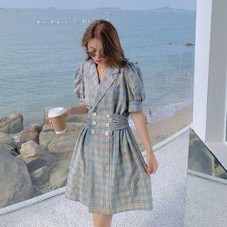 Plaid Notch Lapel Dress