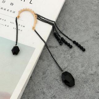Alloy Acrylic Fringed Earring Gunmetal Black - One Size