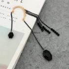 Alloy Acrylic Fringed Earring Gunmetal Black - One Size