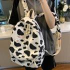 Cow Print Nylon Zip Backpack Cow - White - One Size