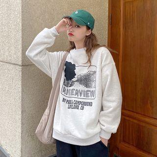 Leaf Print Pullover Gray - One Size
