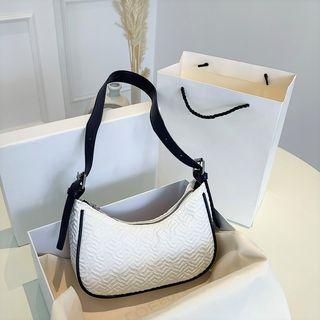 Contrast Trim Shoulder Bag Off-white - One Size