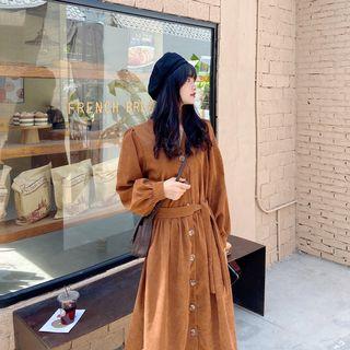 Single-breasted Midi Corduroy Dress