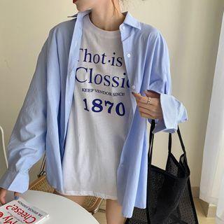 Lettering T-shirt / Long-sleeve Plain Shirt