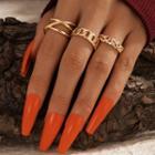 Set Of 3: Layered / Chunky Chain Ring (assorted Designs) 17299 - 3 Pcs - Gold - One Size