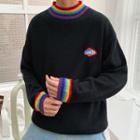 Mock-neck Rainbow Stripe Sweater