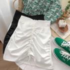 Plain Wrinkle High-waist A-line Skirt