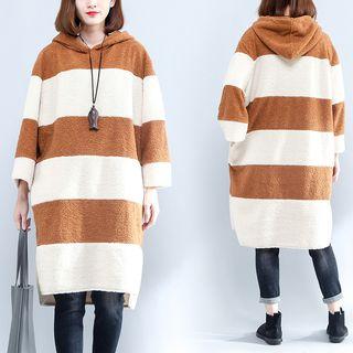 Fleece Striped Hoodie Dress