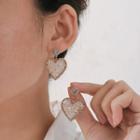 Heart Faux Crystal Alloy Dangle Earring 1 Pair - Stud Earrings - Gold - One Size
