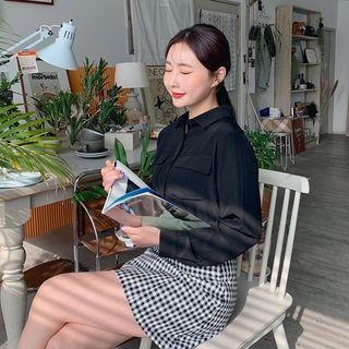 Flap-pocket Monotone Shirt