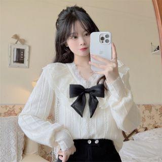 Bow Accent Sweater Almond - One Size