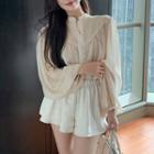 Loose-fit Sheer Chiffon Shirt / High-waist Shorts