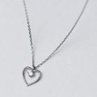 925 Sterling Sliver Rhinestone Heart Necklace