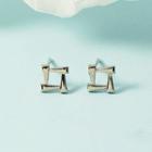 Square Alloy Earring 1 Pair - Stud Earring - Silver - One Size
