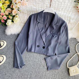 Dual Button Cropped Lapel Blazer