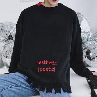 Lettering Fringe Sweater