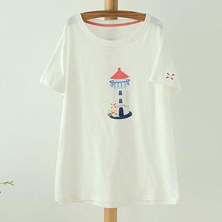 Lighthouse Print Short-sleeve T-shirt