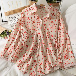Loose-fit Printed Long Shirt Red - One Size