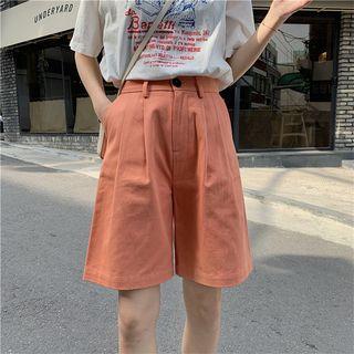 Plain High-waist Cropped Shorts