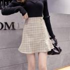 High-waist Plaid A-line Mermaid Skirt