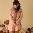 Cat Embroidered Hooded Coat