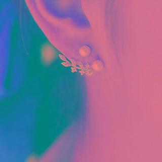 Faux Pearl Rhinestone Leaf Swing Earring