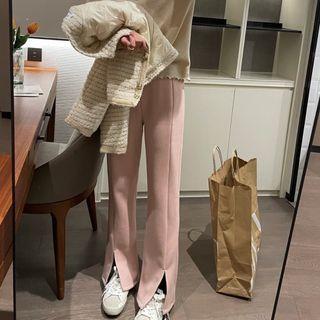Slit-hem Bootcut Pants