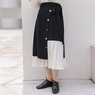Pleated Hem A-line Midi Skirt