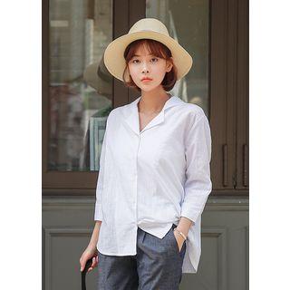 Notched-lapel Cotton Blouse