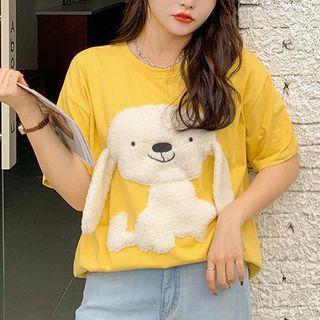 Short-sleeve Dog Detail T-shirt