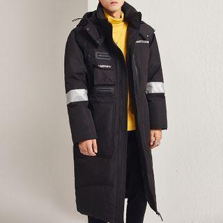 Hooded Zip-up Down Long Coat