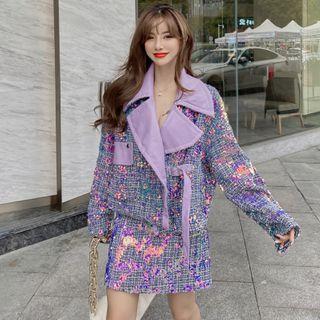 Tweed Sequined Coat / Mini Skirt