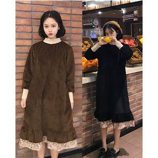 Lace Hem Velvet Pullover Dress