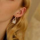 Rhinestone Padlock Drop Earring