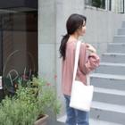 Long-sleeve Half-placket Shirred Top