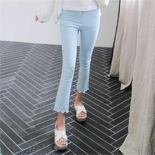 Scallop-hem Cropped Pants