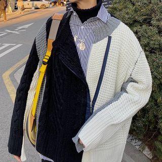 Paneled Knit Zipped Jacket