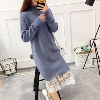 Long-sleeve Turtleneck Knit A-line Dress